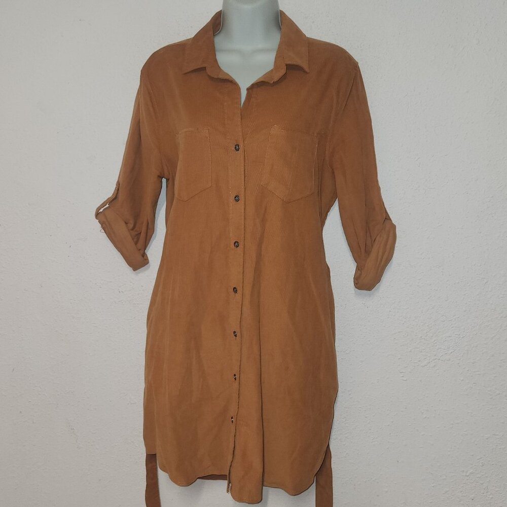 Lucky Brand **Dress, gorgeous corduroy dress w/Tie belt. Buttons down front, LG.